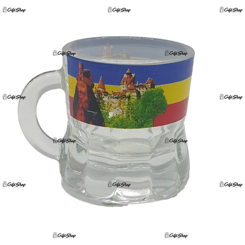 Pahar din sticla pentru snaps – design romania bran